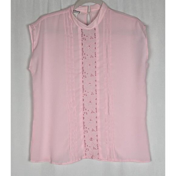 Lot of 2 Vintage St. Anthony Women’s Size 10 Sleeveless Pleated Floral Blouses - Picture 2 of 15